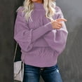 thumbnail image 3 of Plus Size Sweater Tops On Seasonal Women's Solid Long Sleeve Thick Knit Pullover Crewneck Sweater Coat Purple 4(S), 3 of 6