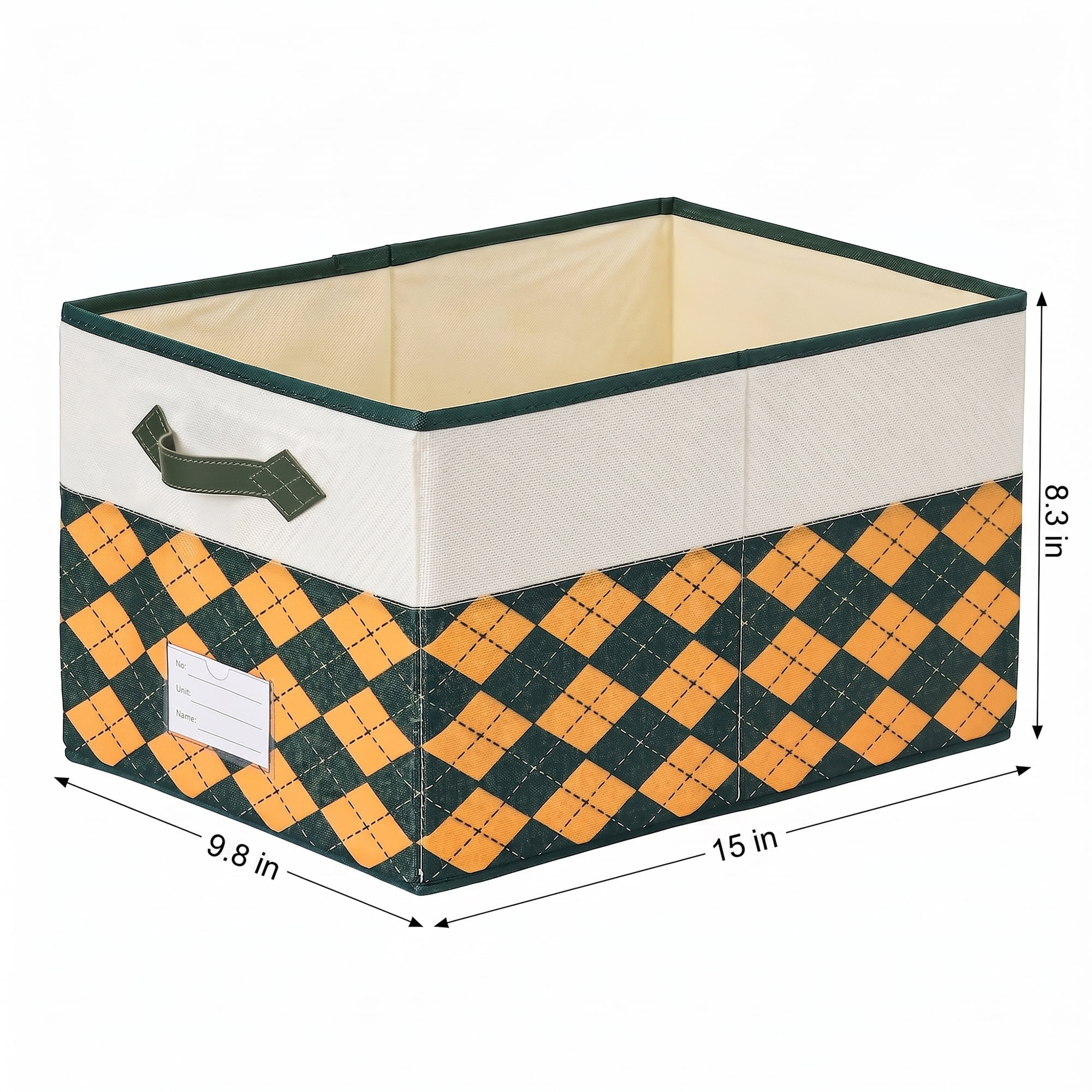 Unique Bargains Storage Basket with Handle for Organizing Orange Green 15"x9.8"x8.3"