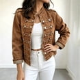 thumbnail image 2 of FDGIU Women Stand Collar Denim Jacket Long Sleeve Decorative Button Cropped Casual Jean Outerwear, 2 of 7