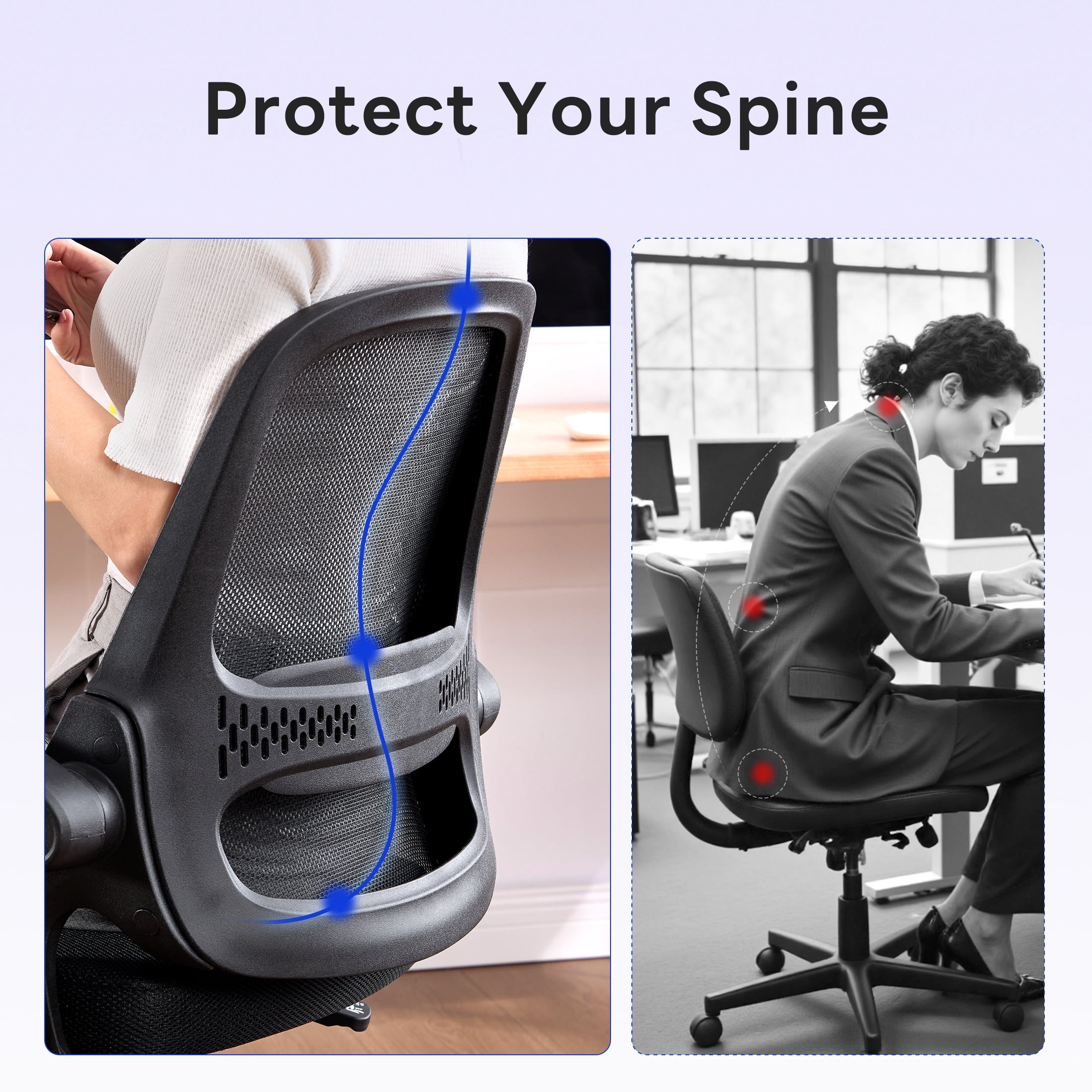 TMV Ergonomic Mesh Office Chair - High Back Gaming Desk Chair, Computer Chair with Lumbar Support & Wheels, Modern Vanity Chair for Home Office,Living Room,Bedroom,Beige