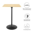 thumbnail image 4 of Modway Lippa Square 28" Wood Grain Mid-Century Modern Bar Table in Black Natural, 4 of 7