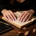 thumbnail image 6 of 24Pcs Halloween Press On Nails Long Coffin, French Tip False Nails with Glossy Finish, Full Cover Glue On Artificial Nails, Reusable Holiday Stick On Nail Set for Women, 6 of 9