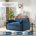 thumbnail image 3 of 50'' Oversized Accent Chair, Chenille Single Sofa Chair with 42.5''W × 32''D Extra Large Seat, Comfy Upholstered Armchair for Bedroom, Living Room, Blue, 3 of 9