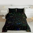 thumbnail image 3 of Manfei Mystic Astrology Kids Full Size Comforter Sets, Outer Space Planet Bedding Comforter Set, Black Blue Cartoon Reversible Bedding Sets, Breathable Home Decor, 3-Piece, 3 of 9