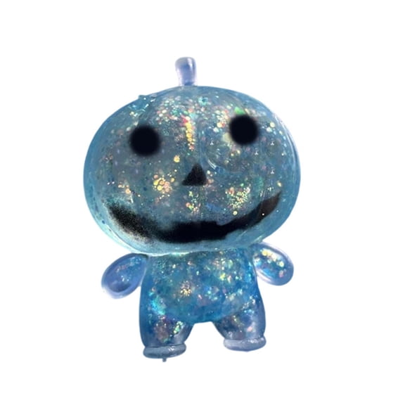 Blue Glitter Pumpkin Squishy Toy with Slow Rising Transparent Design, Single Pack, for Halloween Party Favors, Relaxation Toy