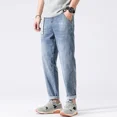 thumbnail image 3 of Pantalones vaqueros harén para hombre, pantalones azules claros, pantalones vaqueros para hombre apilados, estilo coreano, estilo vintage Y2k, pierna ancha, grunge, diseñador, 3 of 5