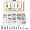 thumbnail image 1 of Kit 300PCS M2.5 M3 M4 M5 M6 M8 Hexagonal Headless Screws,Set Assortment Kit of Stainless Steel Hex Socket, 1 of 5
