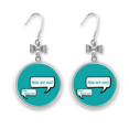 thumbnail image 1 of Daily Language Chat Greetings Care Bow Earrings Drop Stud Pierced Hook, 1 of 3