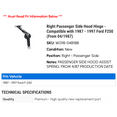 thumbnail image 2 of Right Passenger Side Hood Hinge - Compatible with 1987 - 1997 Ford F250 (From 04/1987) 1988 1989 1990 1991 1992 1993 1994 1995 1996, 2 of 2