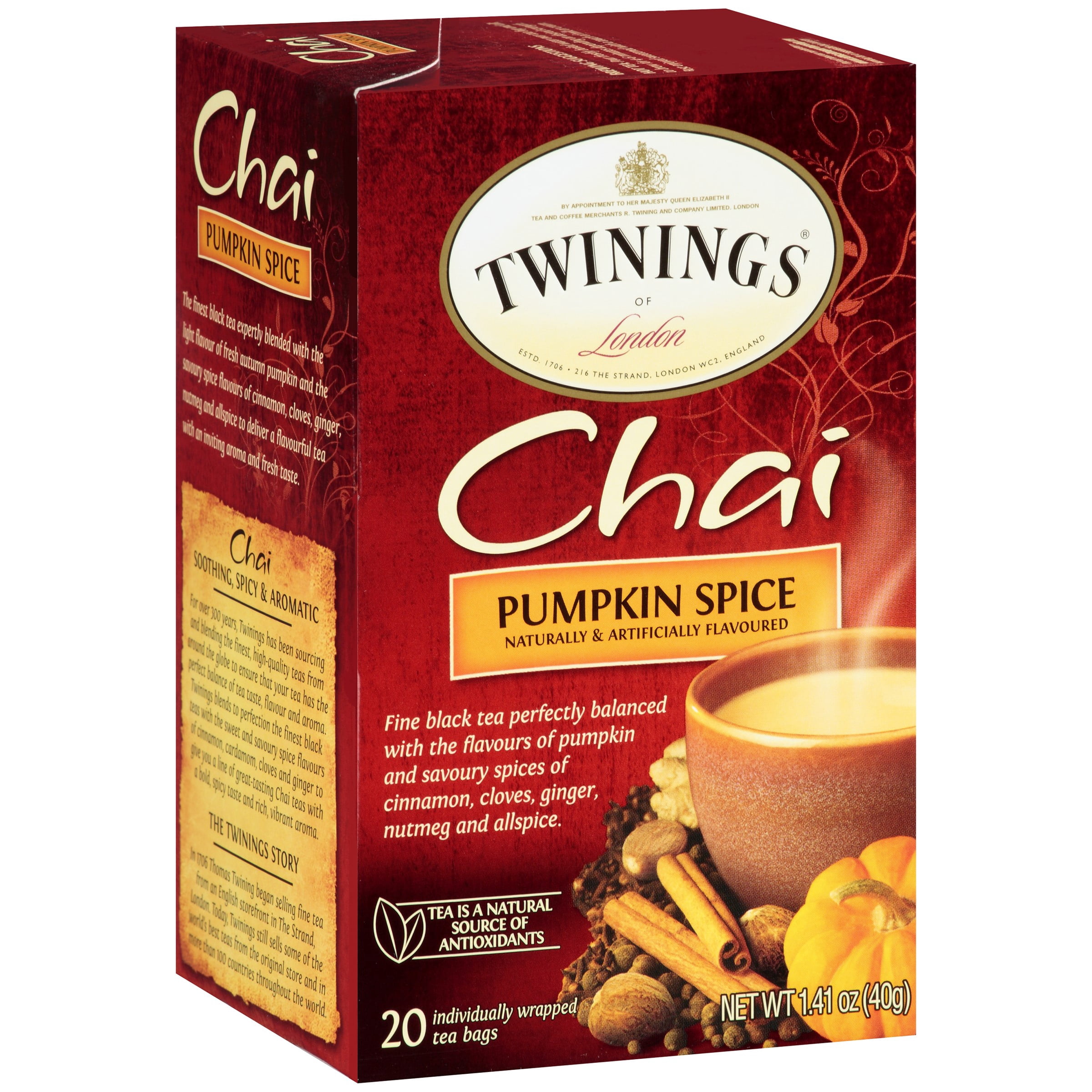 Twinings Pumpkin Spice Chai Tea Bags 20 Ct Walmart