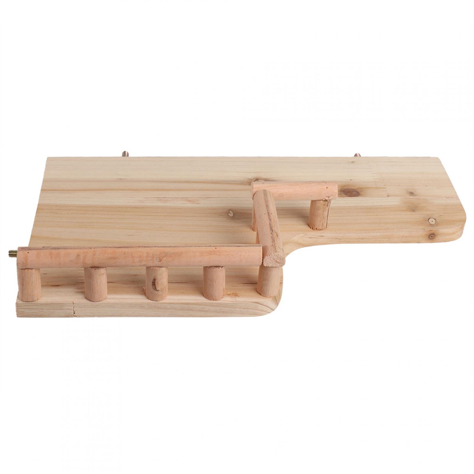Suodoka Wooden Rest Platform with Railing for Small Pets, Premium Hamster Climbing Toy and Living Space Activity Center, Eco-Friendly Natural Wood Play Accessory (13.38 inches / 34 cm)