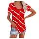 thumbnail image 2 of ICHUANYI Clearance Fashion Women Twill Button Neckline Short Sleeve Round Neck Casual T-shirt(Red, L) ICHUANYI WER2023081111229, 2 of 4