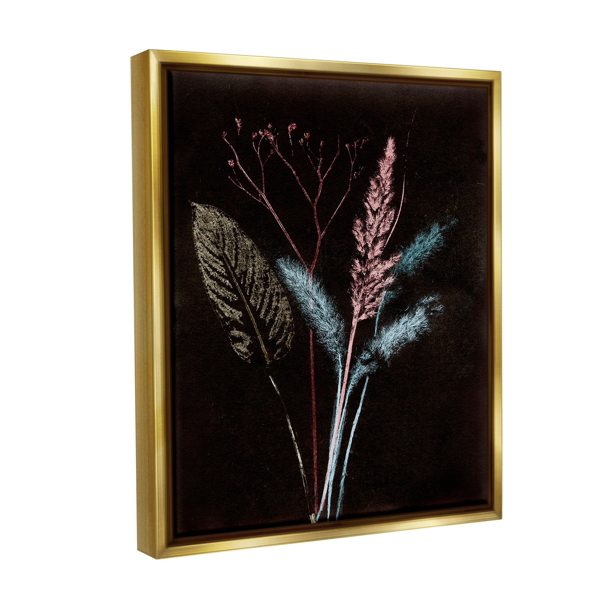 Stupell Industries Country Reeds Impressions Botanical & Floral Painting Gold Floater Framed Canvas Art Print Wall Art, 25 x 31