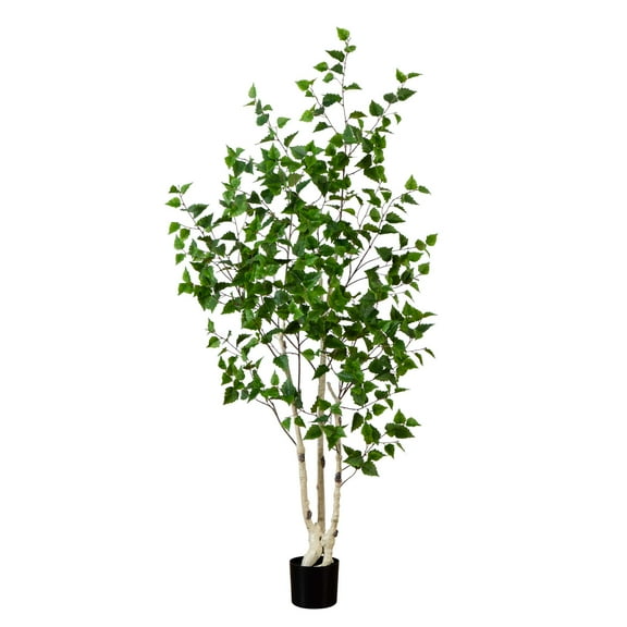 Nearly Natural 6ft. Artificial Birch Tree with Real Touch Leaves