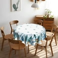 thumbnail image 4 of Winter Snowman Round Tablecloth 60 inch Deer Snowflake Circle Table Cloth Green Tree Tablecloths for Circular Tables for Home Kitchen Picnic Dining Indoor Outdoor, 4 of 8