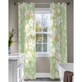 thumbnail image 4 of Spring Floral Sheer Curtains 84 Inch Length 2 Panels Set for Living Room/Bedroom, Watercolor Orchid Flowers Leaves Botanical Green Kitchen Curtains Grommet Curtains Window Treatments 42"x84"x2, 4 of 7