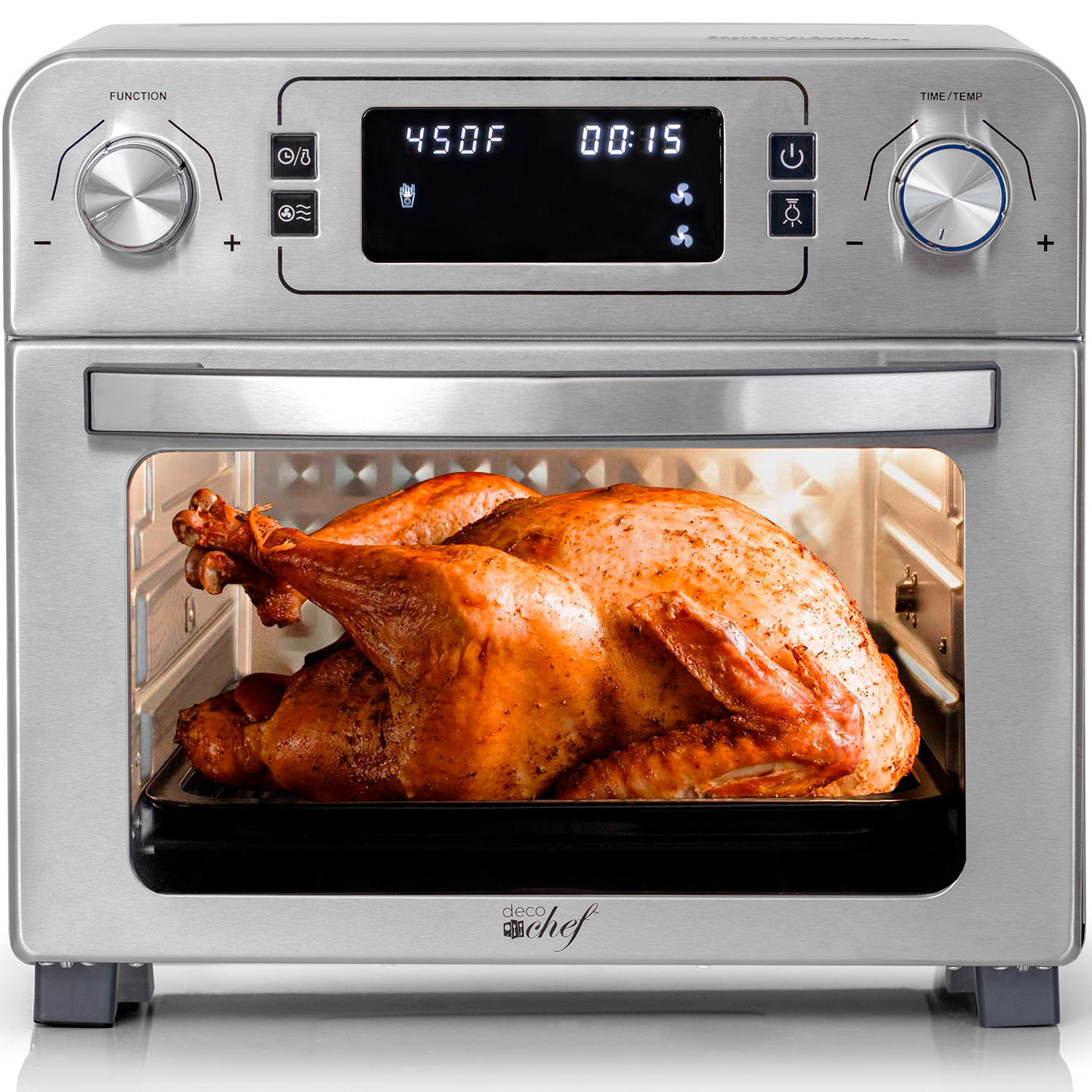 Deco Chef 24 QT Stainless Steel Countertop 1700 Watt Toaster Oven with Built-in Air Fryer and Included Rotisserie Assembly, Grill Rack, Frying Basket, and Baking Pan - image 7 of 11