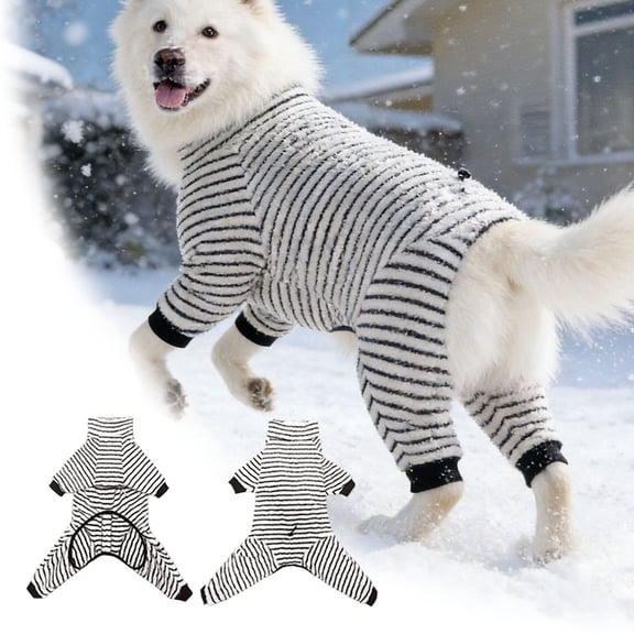 ibiyuan Dog Winter Clothes Dog T-Shirt With Leash Ring Lightweight Stretchy Dogs Clothes Striped Short Sleeves Pet Sweatshirt Soft Dog Shirts