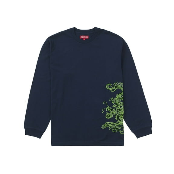 Supreme Men's Dragon Embroidered L/S Top Navy, from StockX