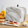thumbnail image 2 of White Golden Marble Toaster Cover 4 Slice, Modern Abstract Art Marble Crack Dustproof Bakeware Oven Protector with Top Hook, Waterproof Small Kitchen Appliance Toasters Dust Cover, 12"x11"x8", 2 of 9