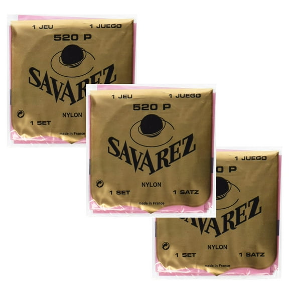 Savarez Guitar Strings 3-Pack Nylon 520P High Tension Wound 2nd 3rd Red Card