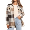 thumbnail image 1 of Chaqueta de cuadros para mujer, abrigo de manga larga, chaqueta de franela, blusa camisera, 1 of 3