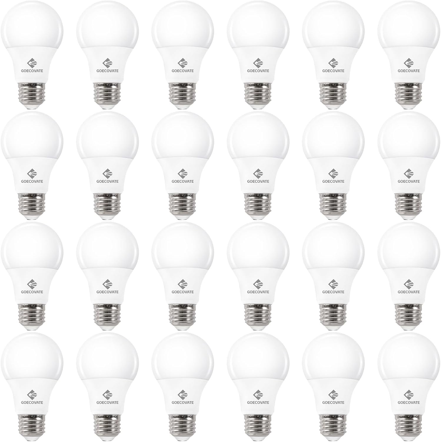 FEFEFW-A19 8W LED Light Bulbs, 60 Watt Equivalent LED Bulbs, Softwhite 2700K, 800 Lumens, E26 Standard Base, Non-Dimmable, LED Bulbs for Bedroom, ETL/UL Listed, 24 Pack