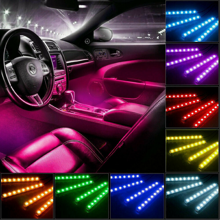 4*Accesorios Autos Luces LED Para Carro Coche Interior De Colores  Decorativas US