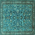 thumbnail image 1 of Ahgly Company Machine Washable Indoor Square Persian Turquoise Blue Traditional Area Rugs, 4' Square, 1 of 4