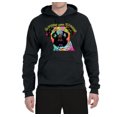 thumbnail image 2 of Pugs and Kisses Cute Dog Neon Rainbow Pug Dog Lover Unisex Graphic Hoodie Sweatshirt, Black, Small, 2 of 3