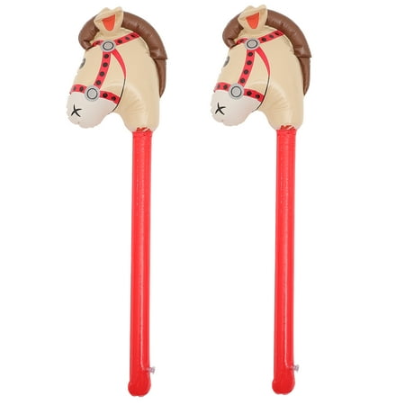 

2 Pcs Inflatable PVC Sticks Concert Noisemaker Cartoon Horse Head Cheering Sticks Birthday Wedding Party Boom Wand Sporting Events Bar Party Favors for Kids (Brown)