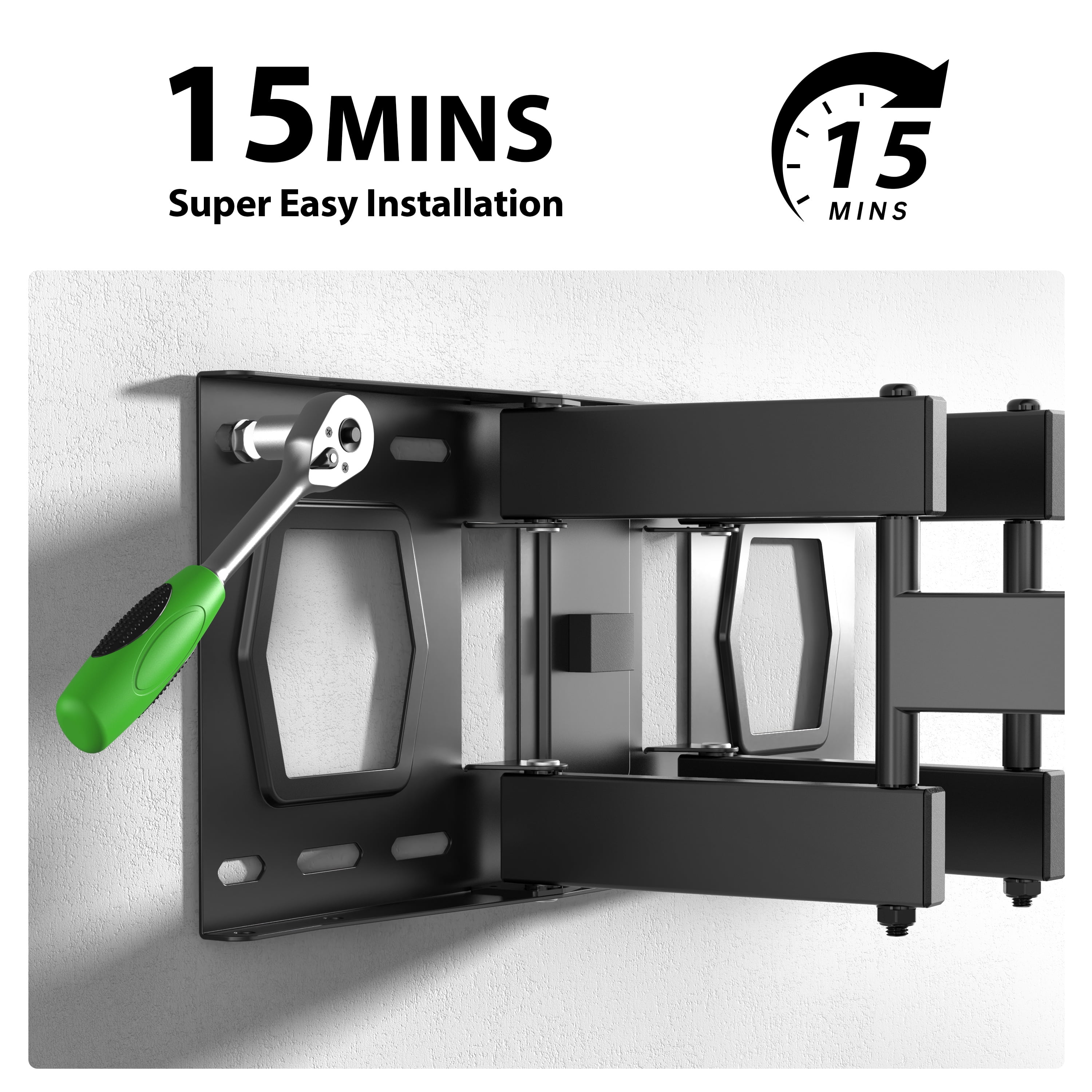 MountLiving Full Motion TV Wall Mount for 37-90 inch Screens, Dual Arm Design with Swivel & Tilt, Max VESA 600x400mm, 132 lbs, Fits 8"/12"/16" Studs