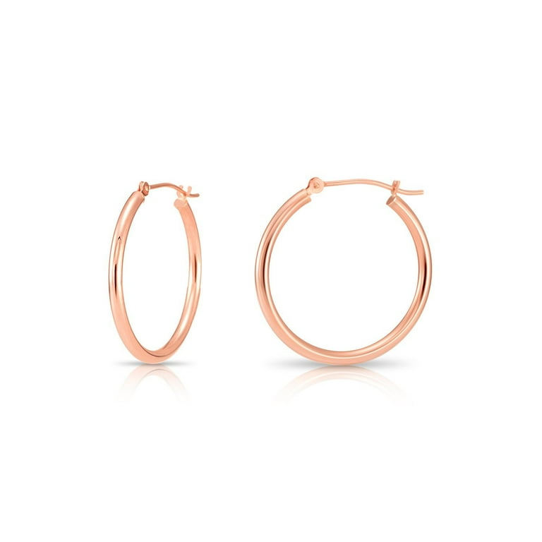 2 inch rose gold hoop earrings discount