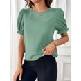 thumbnail image 5 of Yesfashion Womens Summer Tops 2025 Casual Crewneck Short Lantern Sleeve Blouse Pullover Shirts, 5 of 6