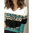 thumbnail image 4 of Pulls Décontractés Manches Longues Col Rond Couleur Patchwork Pull en Tricot Tops, 4 of 5