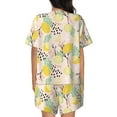 thumbnail image 3 of Kdxio Lemon Leaves Print Pajamas Sets for Women Short-Sleeved Pjs with Lounge Shorts Two Piece Sleepwear S-4XL, 3 of 9