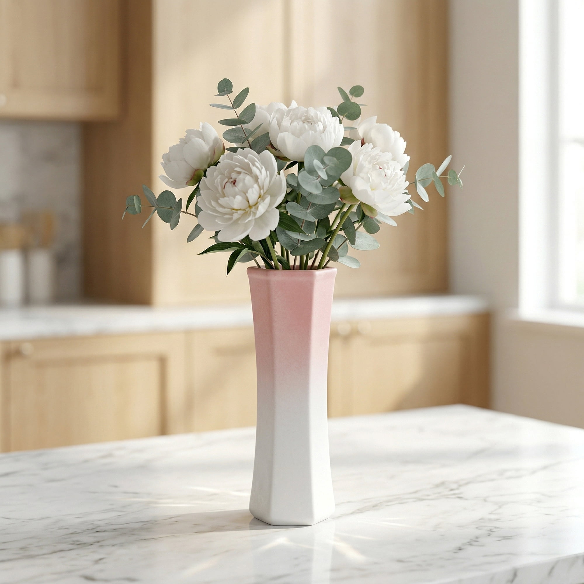 Unique Bargains Modern Tall Ceramic Vase for Decorative Pink 3.0"L x 3.0"W x 9.6"H