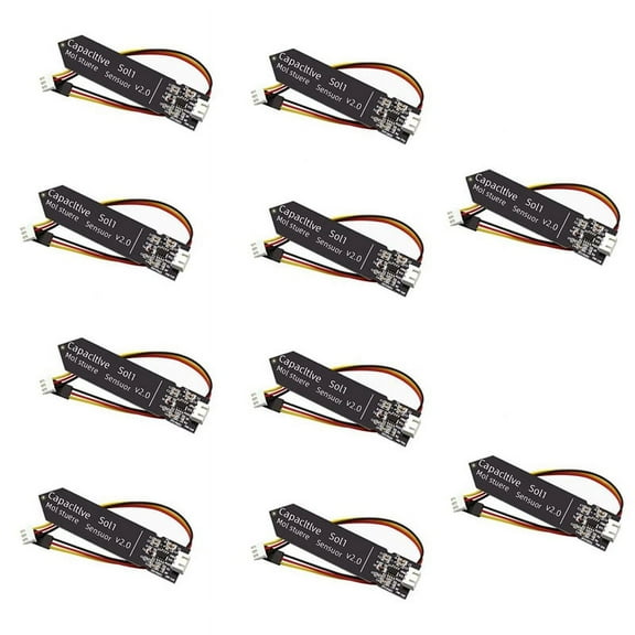 10PCS Capacitive Soil Moisture Sensor Module 3.3-5.5V 3-Pin W/ Wire for Garden Watering DIY,1 set x Capacitive sensor(10PCS),Black