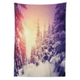 thumbnail image 3 of Ambesonne Winter Tablecloth Rectangular Table Cover, Dramatic Scene Sunrise, 52"x70", Multicolor, 3 of 4