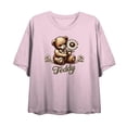 thumbnail image 4 of Teddy Bear With Daisy Women's Pink Crew Neck Short Sleeve Crop Tee-Medium, 4 of 5