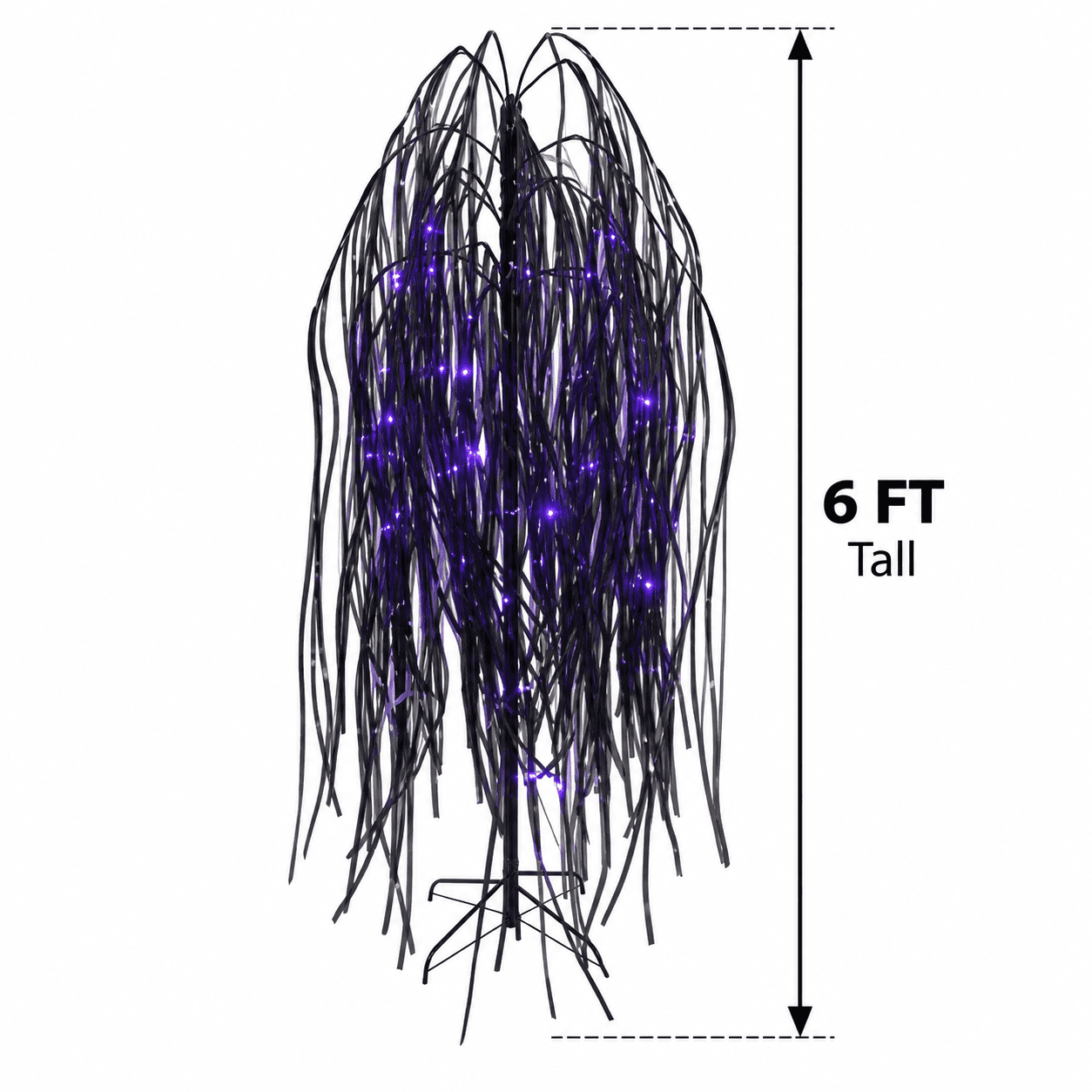 6 ft Black Willow Tree with Orange and Purple LED Lights for Outdoor Halloween Decor