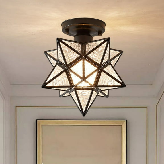 Bxaolu Ceiling Light, Semi Flush Mount Ceiling Light Small Chandelier for Kitchen Hallway Entrance Balcony Dining Rooms Living Rooms Bar Farmhouse (Black)