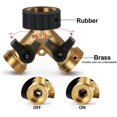 thumbnail image 2 of Hongchun 2-Way Tap Splitter Y-Distributor for Garden Hose, 3/4 Inch Water Splitter for 2 Device Connection, Brass, 2 of 5