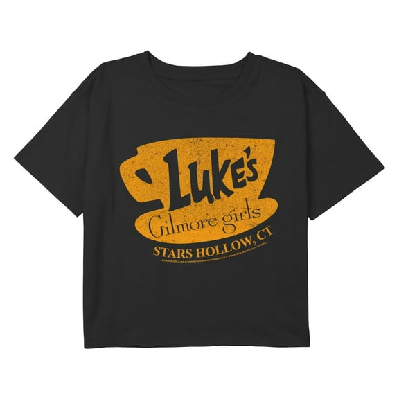 Girl's Gilmore Girls Luke's Dinner Distressed Logo Graphic Cropped T-Shirt