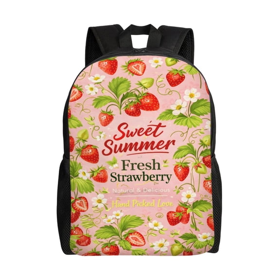 Fresh Strawberr Backpack Full Front Print Travel Laptop Bag for Men and Women