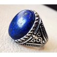 thumbnail image 5 of Lapis Lazuli Mens Ring, Natural Afghani Lapis Lazuli, Silver Jewelry, 925 Silver Ring, Birthday Gift, Heavy Mens Ring, Arabic Design, Ottoman Style Ring, Christmas, Turkey Mens Signet Ring, 5 of 6