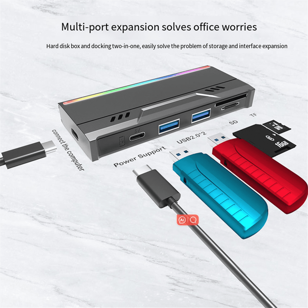 Multifunctional M.2 Hard Drive Enclosure Supports TF/S D Card NVME/NGFF Protocol Solid State Drive Enclosure-B