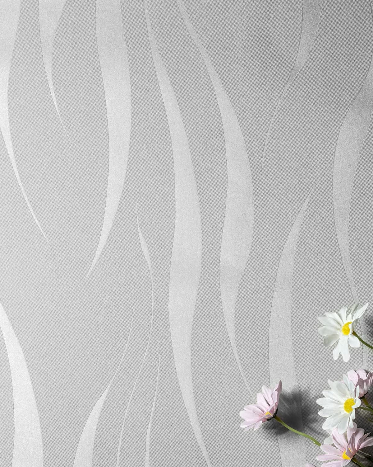 BSHAPPLUS Textured Non-Woven 3D Wallpaper, 20.8in x 32.8ft Wave Stripe Embossed Pattern Wall Sticker for Bedroom Living Room Bathroom,57 sq. ft. (Glue is required for installation)