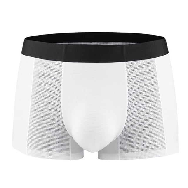 B91xZ Boxeurs Taille Basse en Soie Glacée Extensible pour Hommes, Blanc TTG