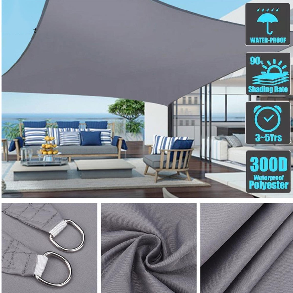 waterproof rectangle shade sail